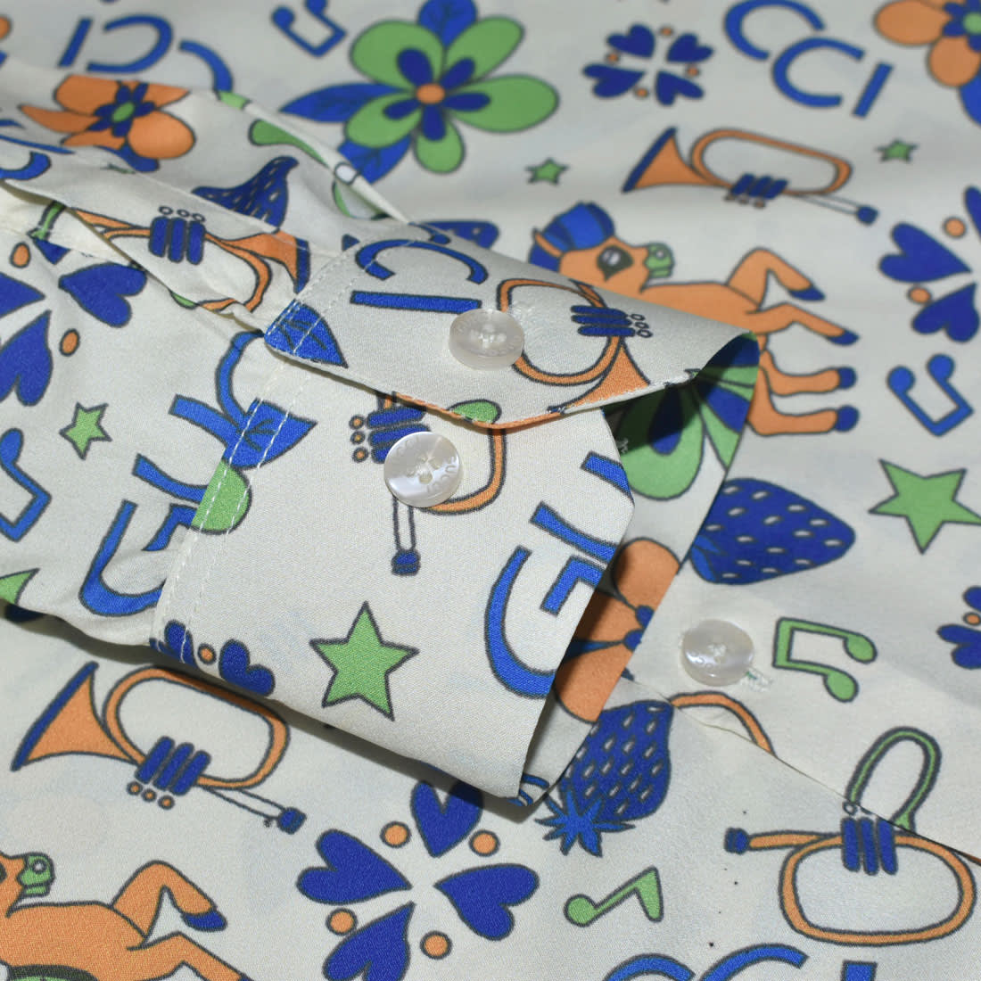 Gucci Cream Premium Printed Cotton Shirt-4