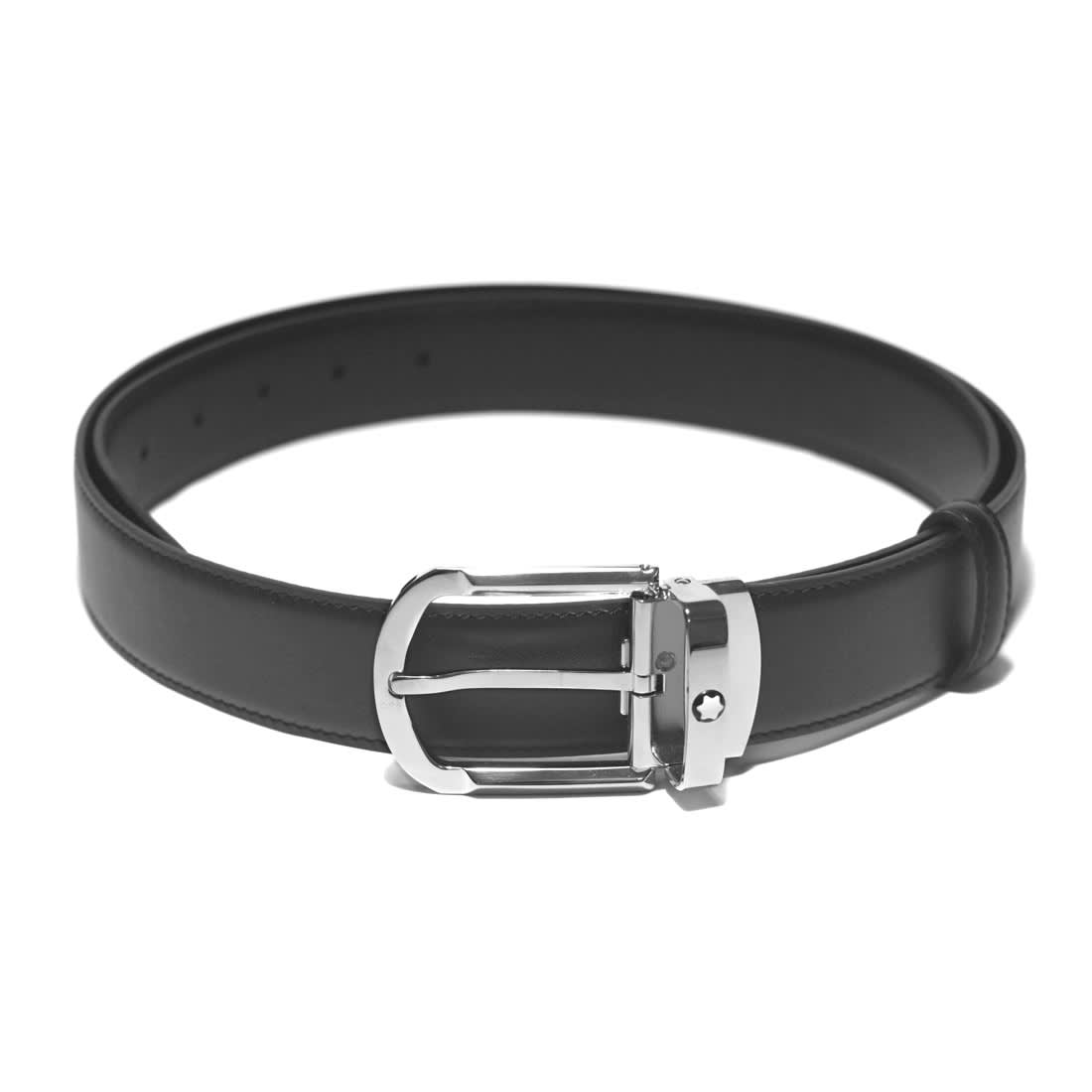 Montblanc Grey Belt with Horseshoe Buckle-0