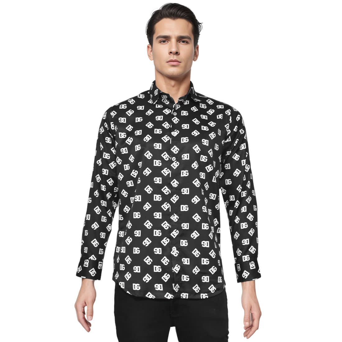 Dolce & Gabbana All Over Printed Black Cotton Shirt-6