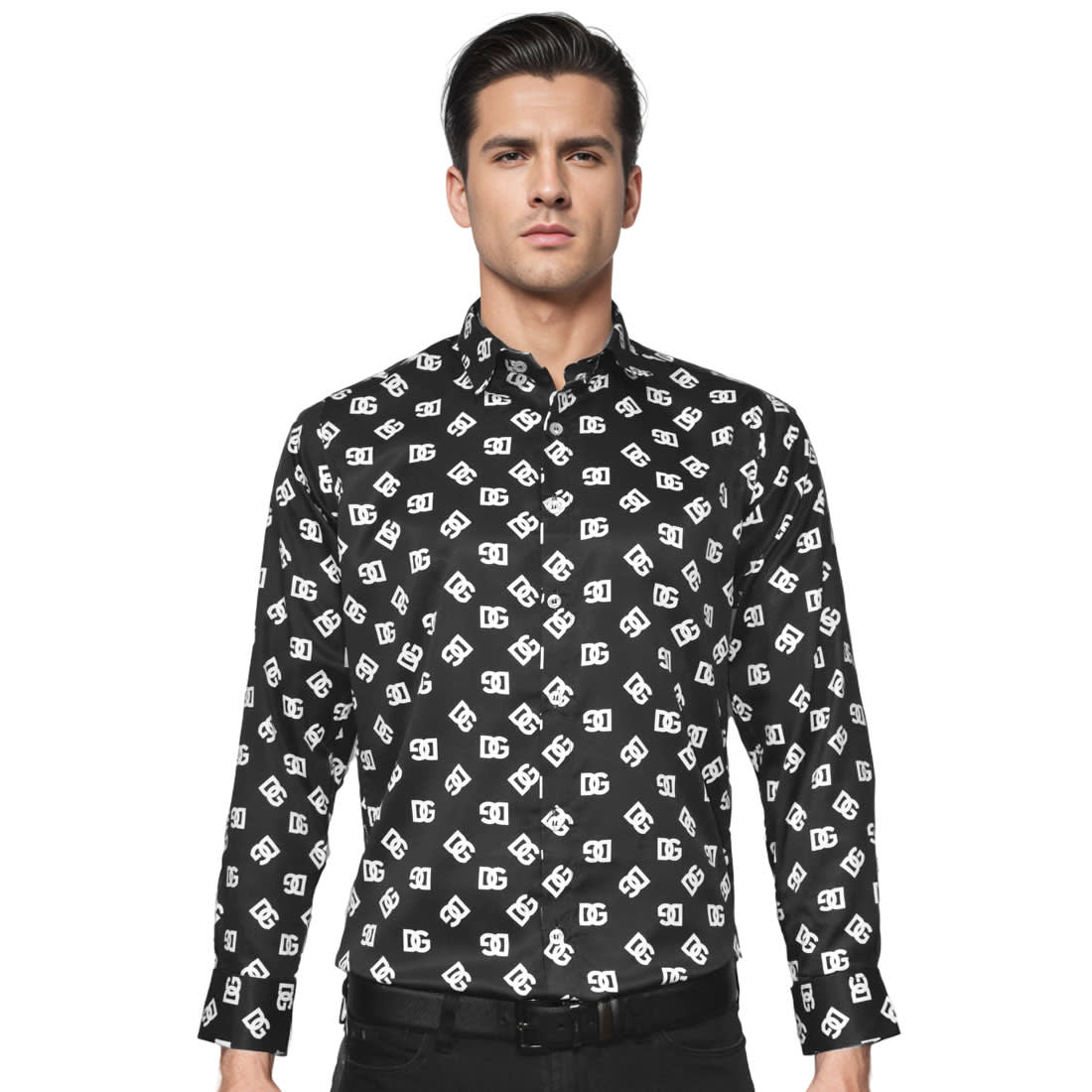 Dolce & Gabbana All Over Printed Black Cotton Shirt-0