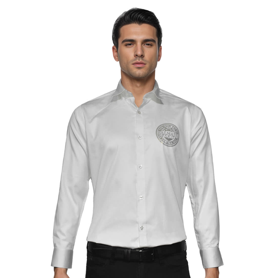 Balmain Patch White Premium Cotton Shirt-0