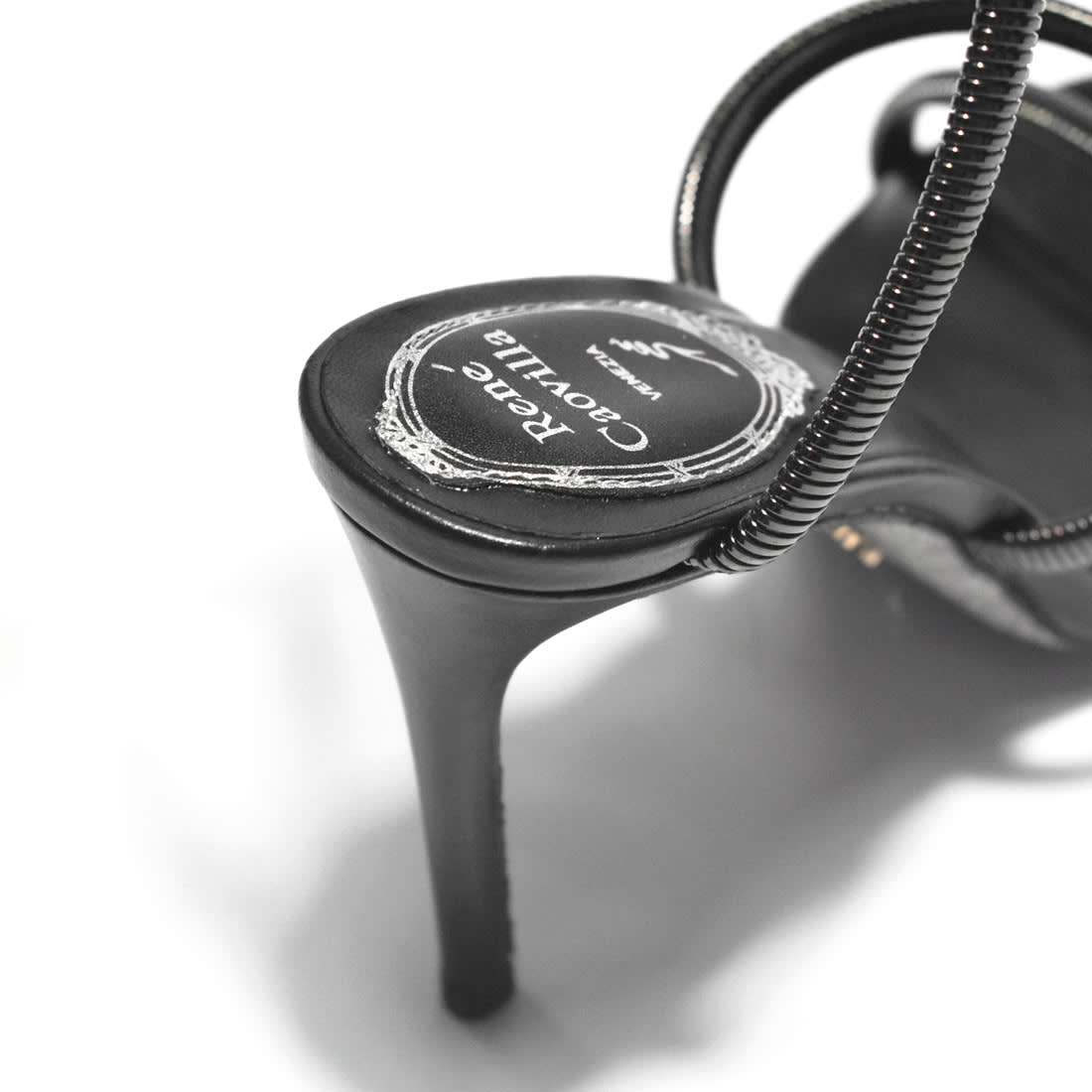 Rene Caovilla Cleo Crystal Black Heel Sandals-4