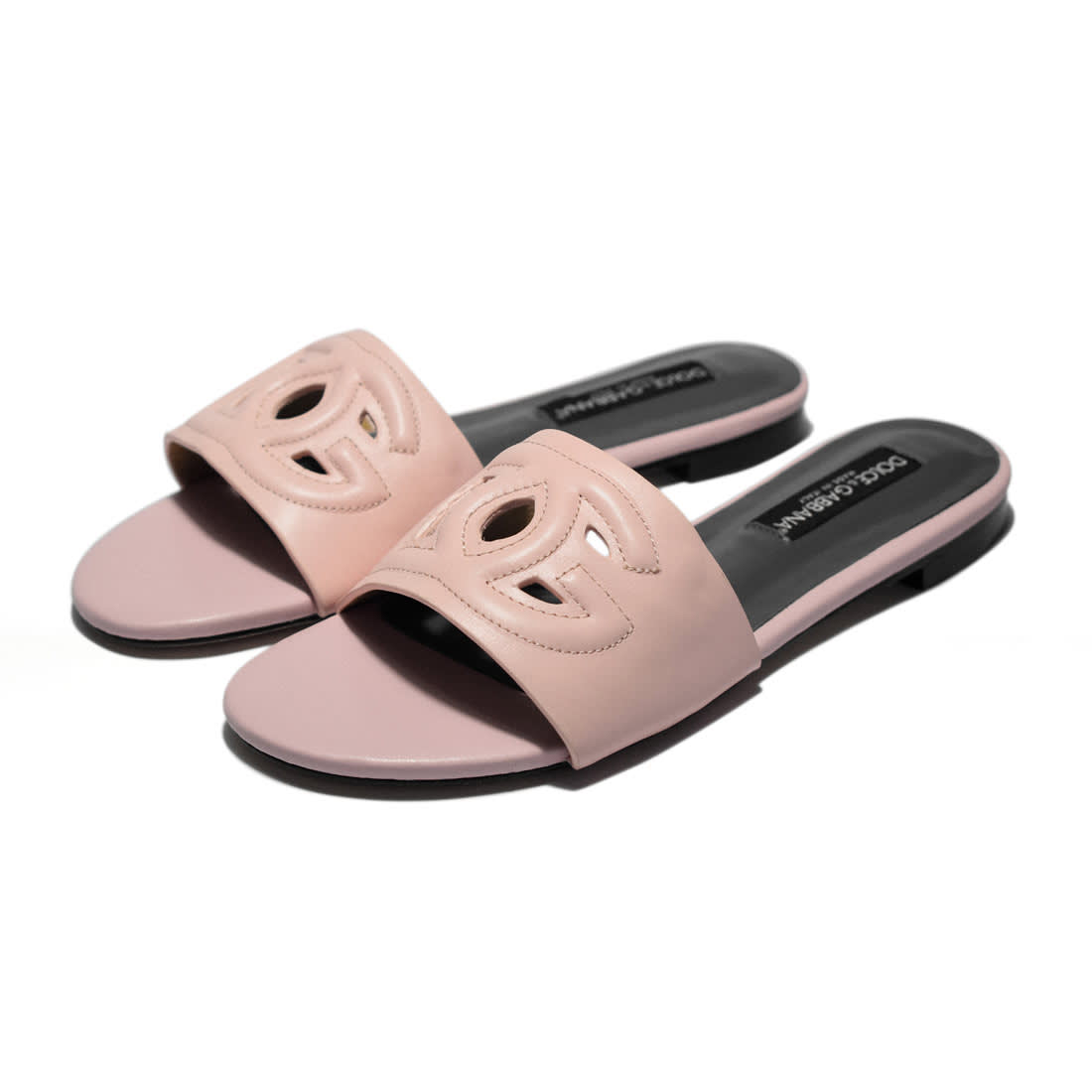 Dolce & Gabbana Pink logo Slides Flat Sandals-0