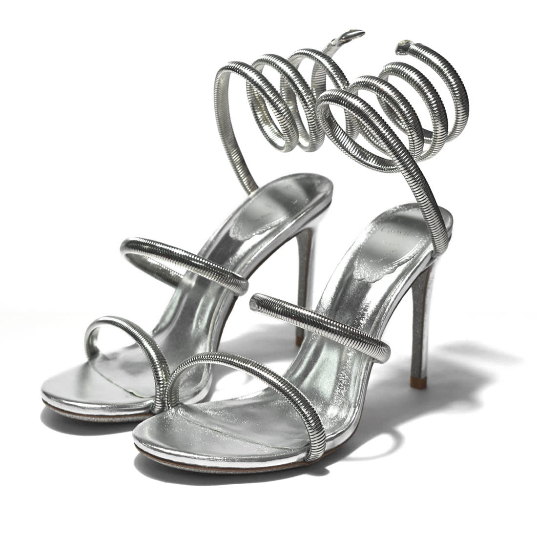 Rene Caovilla Cleo Crystal Silver Heel Sandals-0