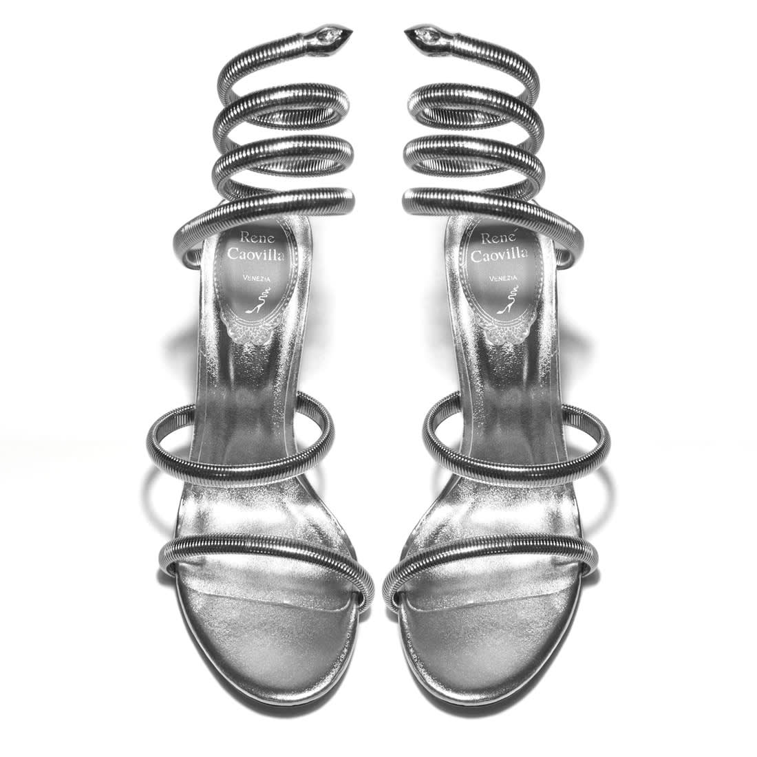 Rene Caovilla Cleo Crystal Silver Heel Sandals-5