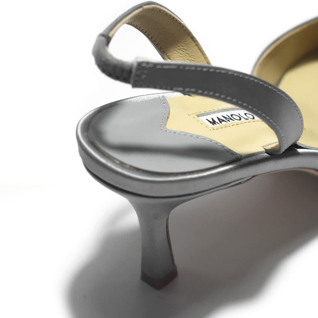 Manolo Blahnik Grey Premium Leather Heel Sandals-4