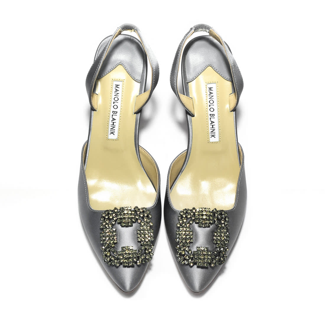 Manolo Blahnik Grey Premium Leather Heel Sandals-5