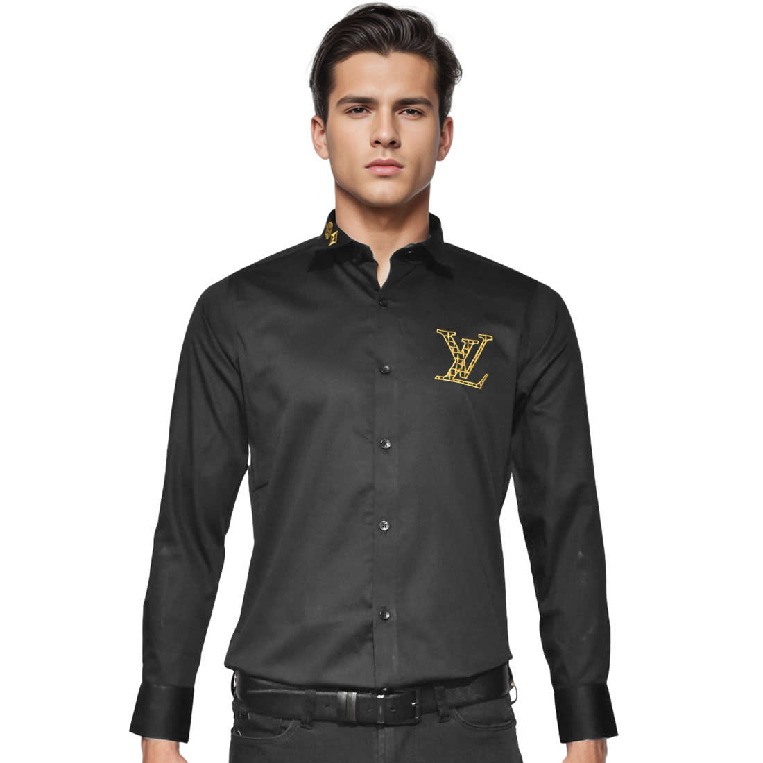 Louis Vuitton Embroidered logo Black Luxury Shirt-0