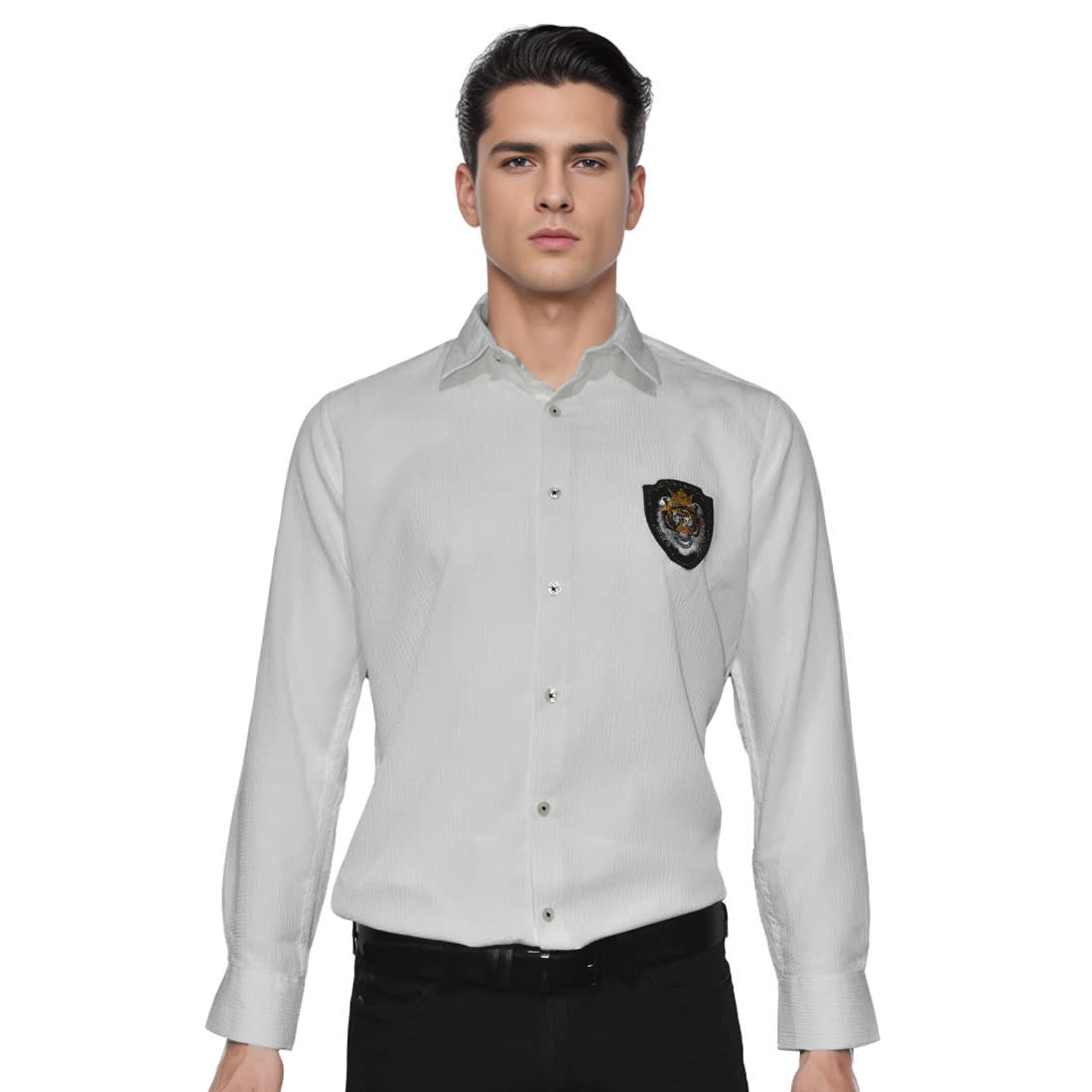 Balmain Tiger Embroidered White Premium Shirt-0