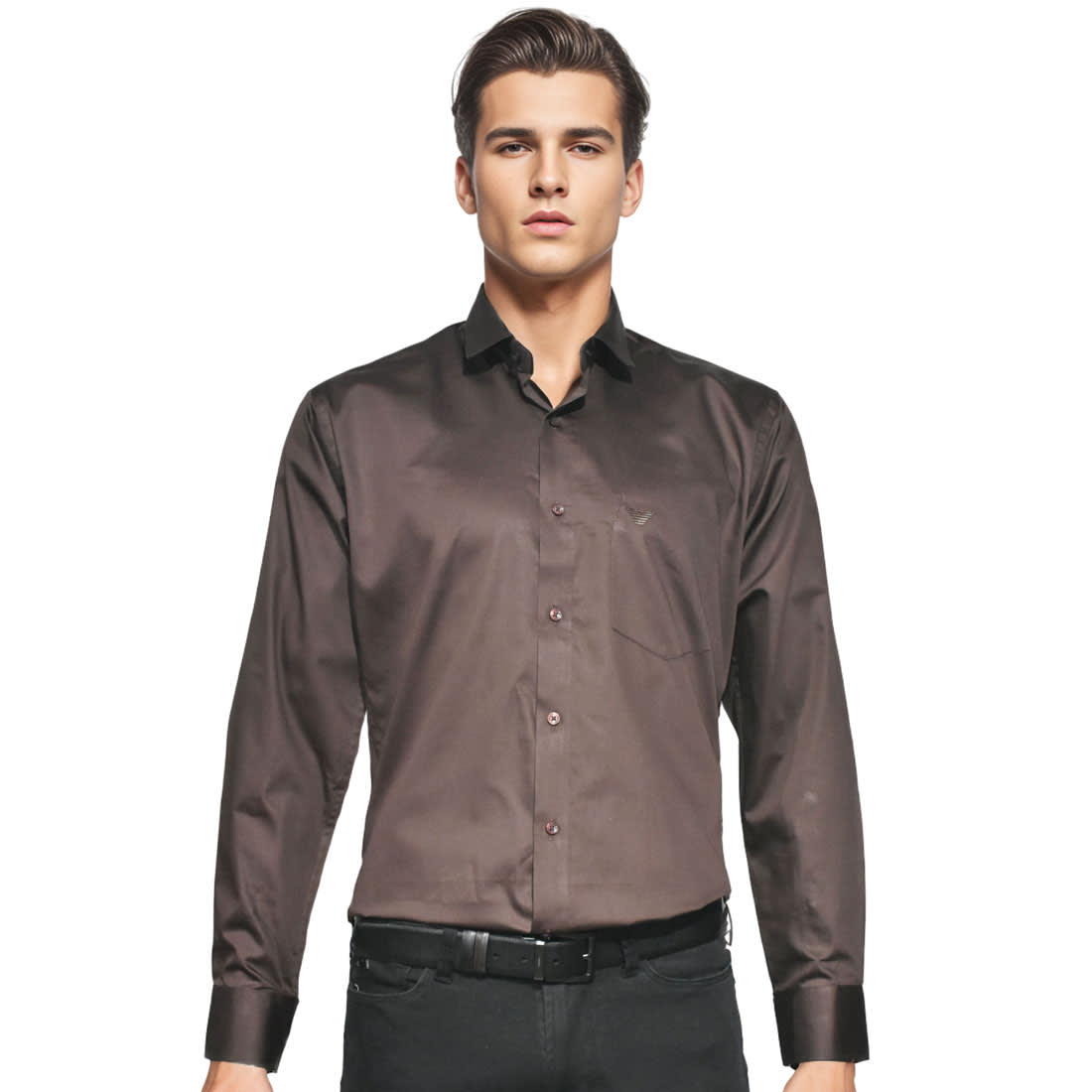 Giorgio Armani Dark Brown Premium Quality Shirt-0