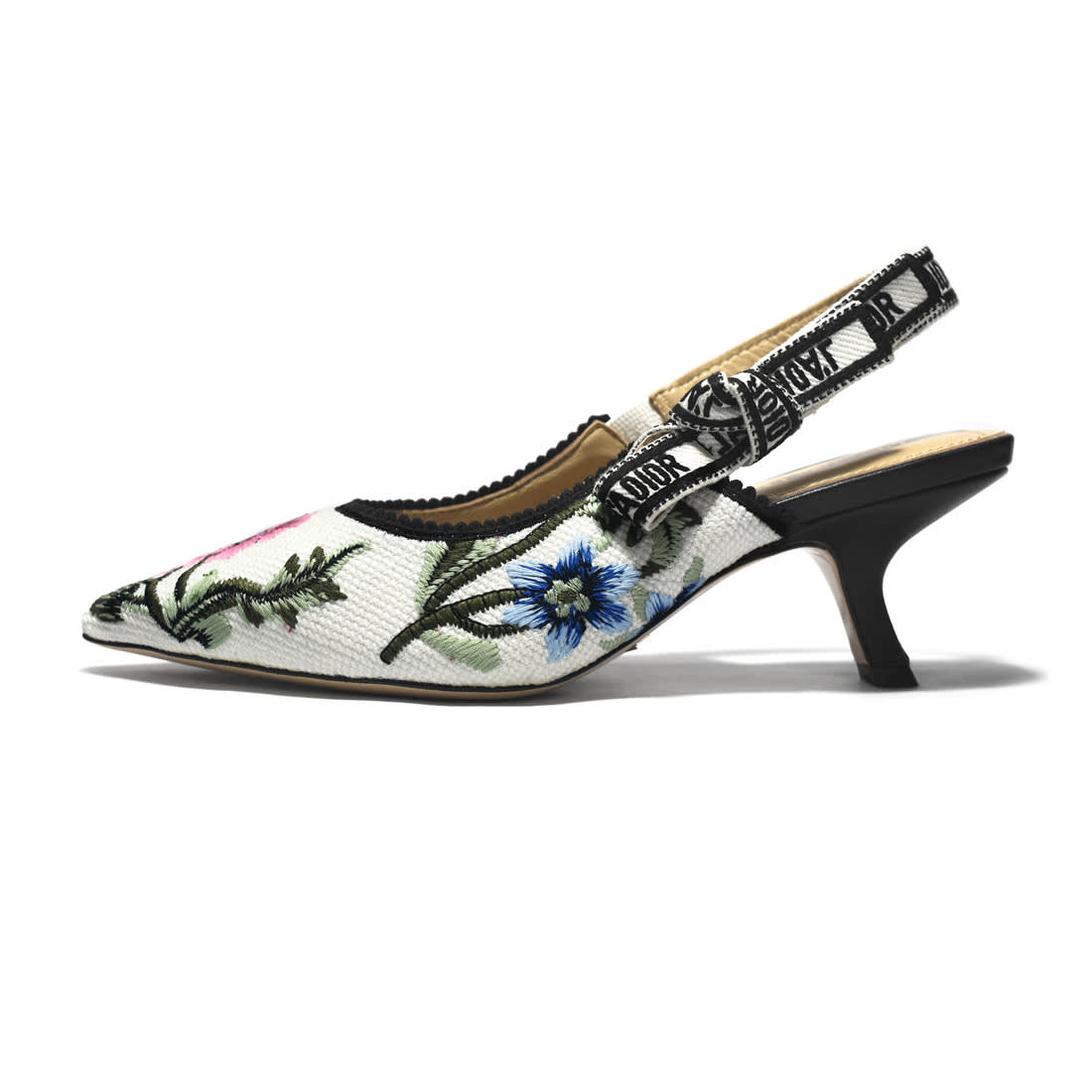 Dior Floral Printed White Premium Heel Sandals-1