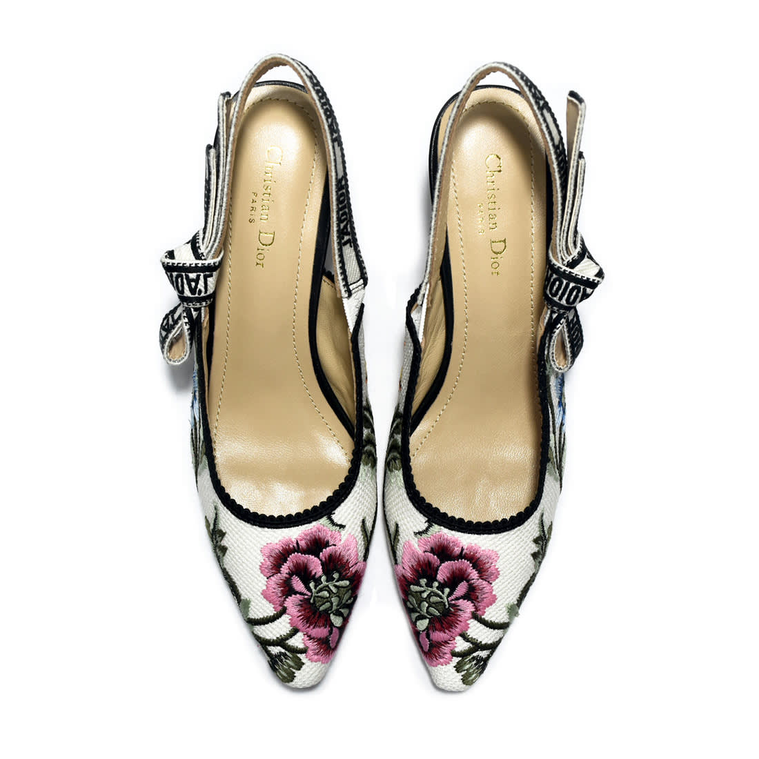 Dior Floral Printed White Premium Heel Sandals-5