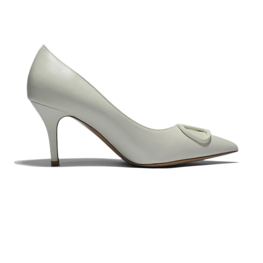 Valentino White Leather V Logo Pumps Sandals-2