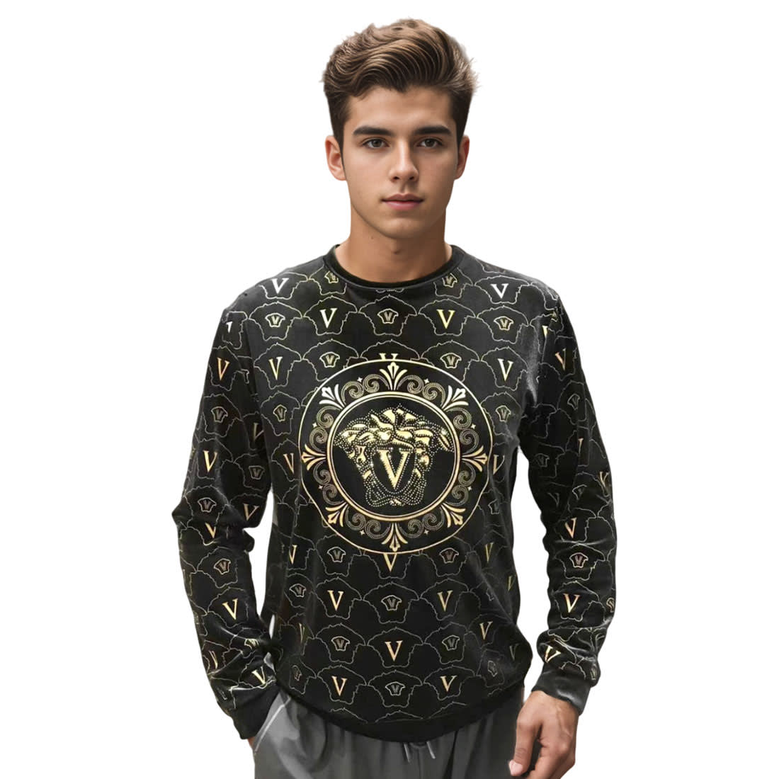Velvet High End Black Quality Sweatshirt-6