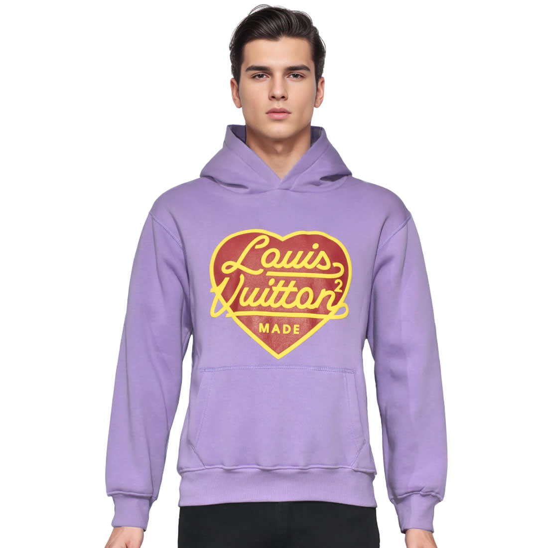 Louis Vuitton Heart Print Purple Premium Hoodie-1