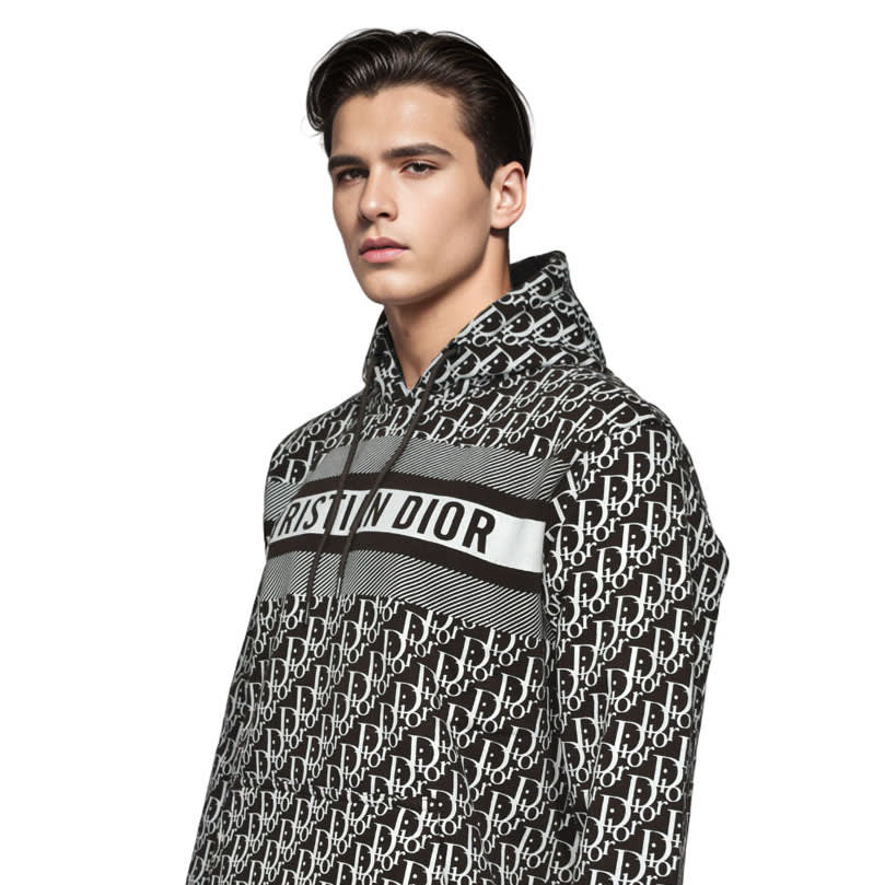Dior Brown Monogram Printed Premium Hoodie-0