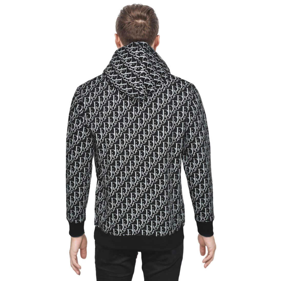 Dior Black Monogram Printed Premium Hoodie-2