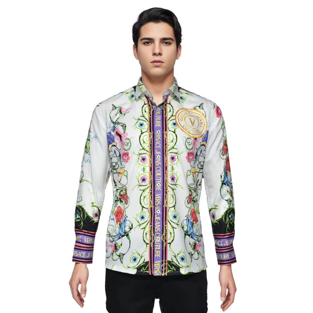 Versace Jeans Couture White Garden Print Shirt-6