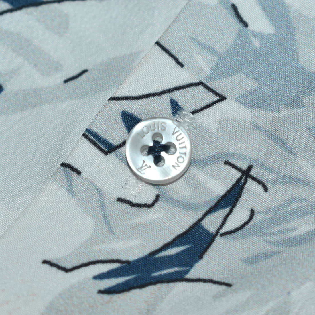 Louis Vuitton Monogram White & Blue Premium Shirt-3