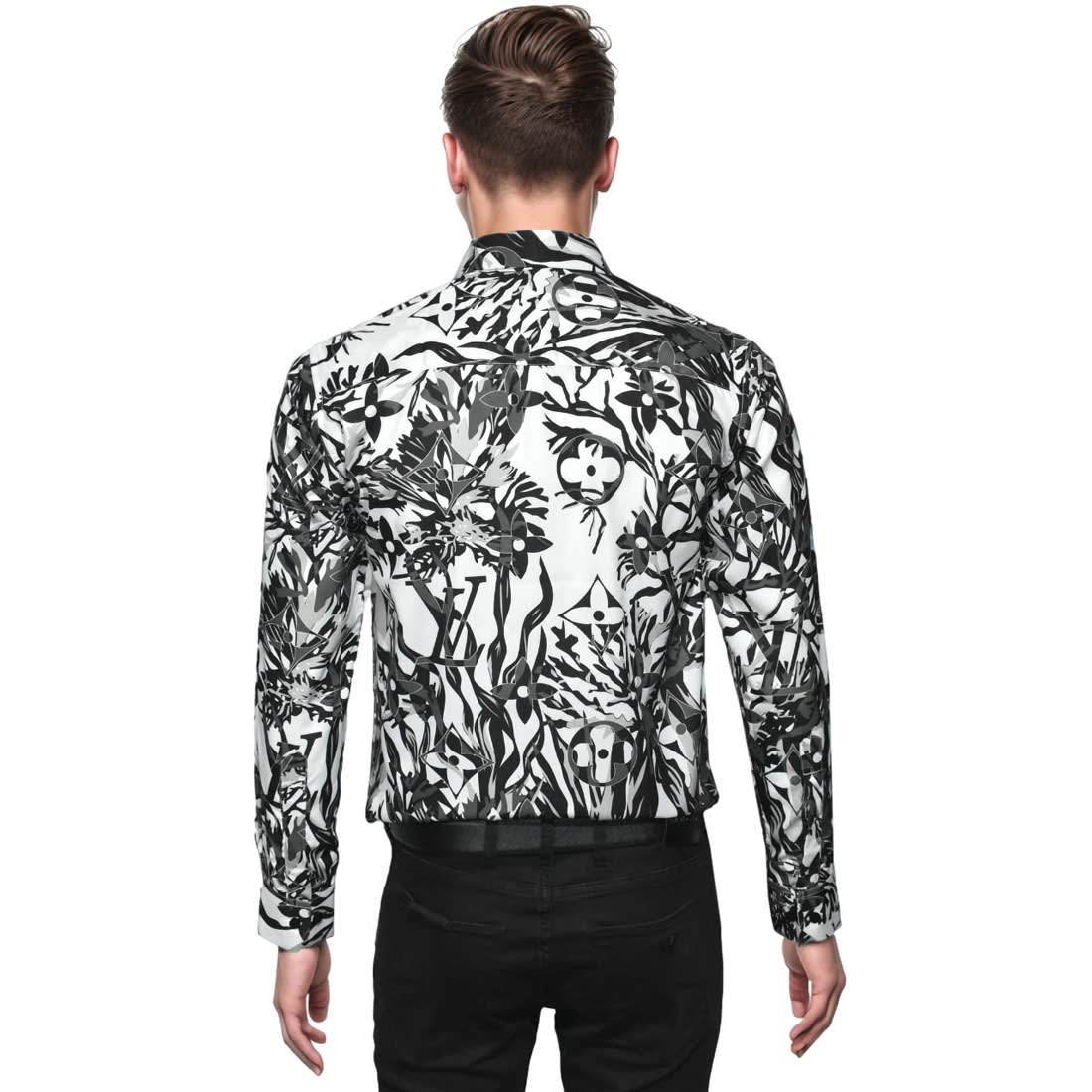 Louis Vuitton Black & White Floral Print Shirt-1