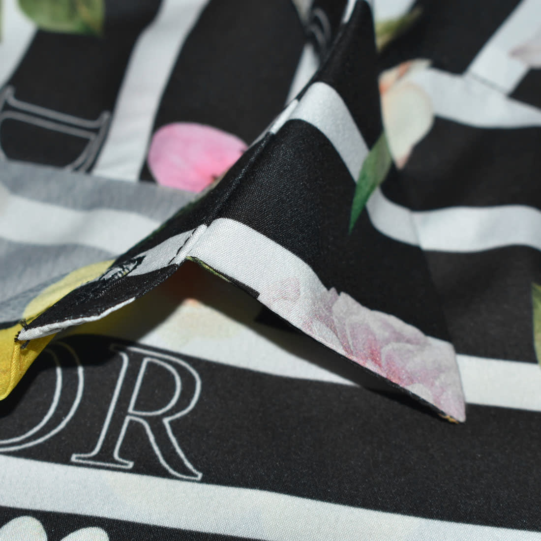 Dior Floral Print Black Premium Cotton Shirt-4