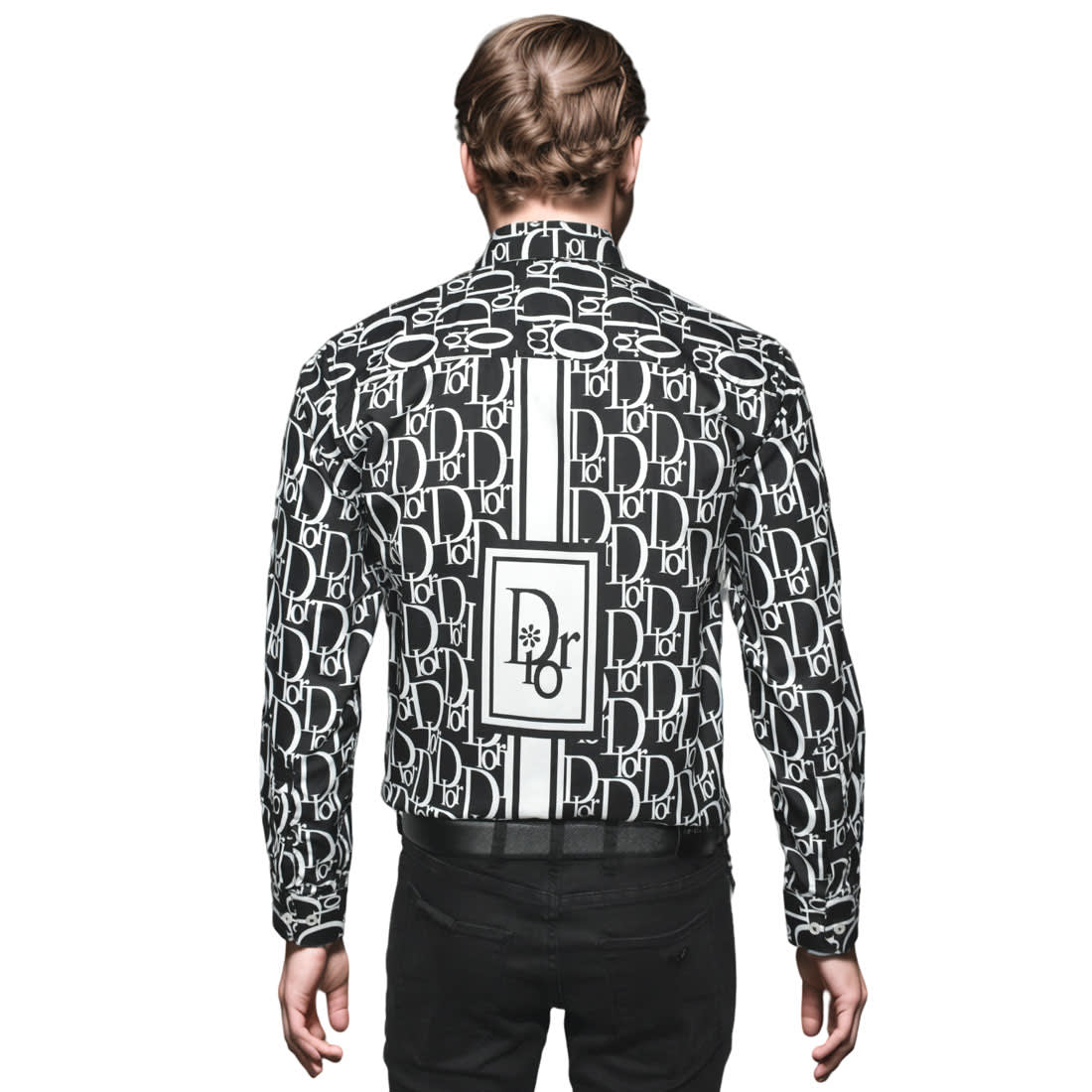 Dior Printed Black Premium Quality Cotton Shirt-1