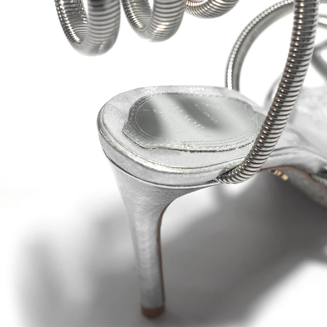 Rene Caovilla Cleo Crystal Silver Heel Sandals-4