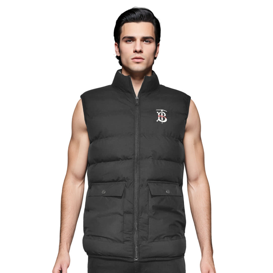 Burberry TB Embroidered Black Sleeveless Jacket-1