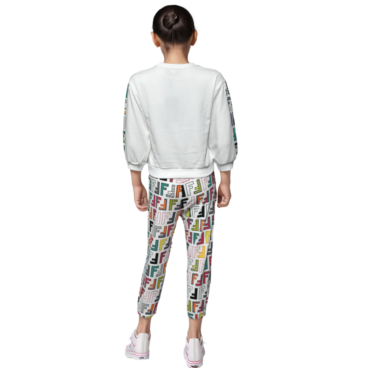 Fendi Print White High-End Quality Kids Co-Ord Set-1
