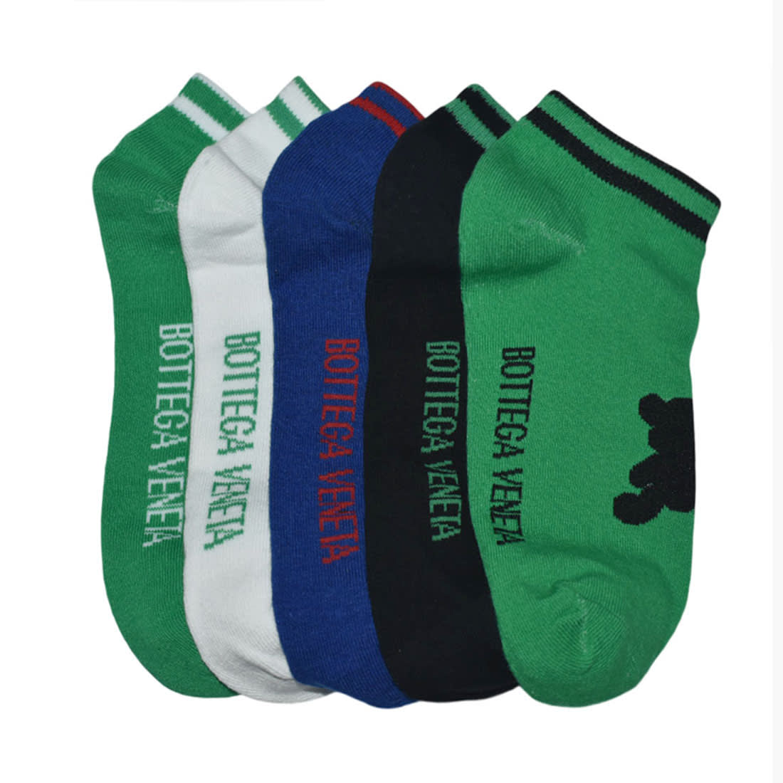 Bottega Veneta Teddy Print Premium Low Ankle Socks - Pack of 5-0