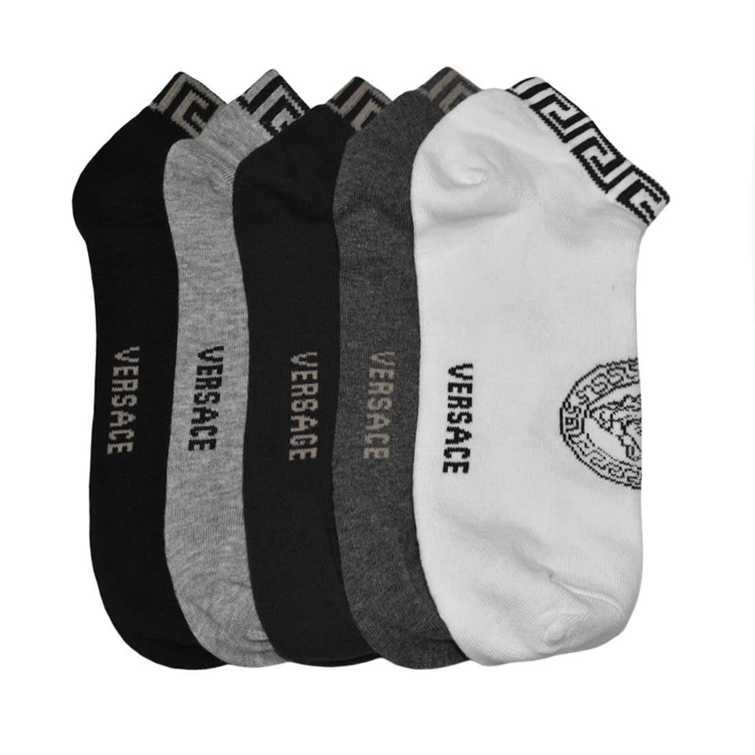 Versace Embroidery Premium Luxury Low Ankle Socks - Pack of 5-0