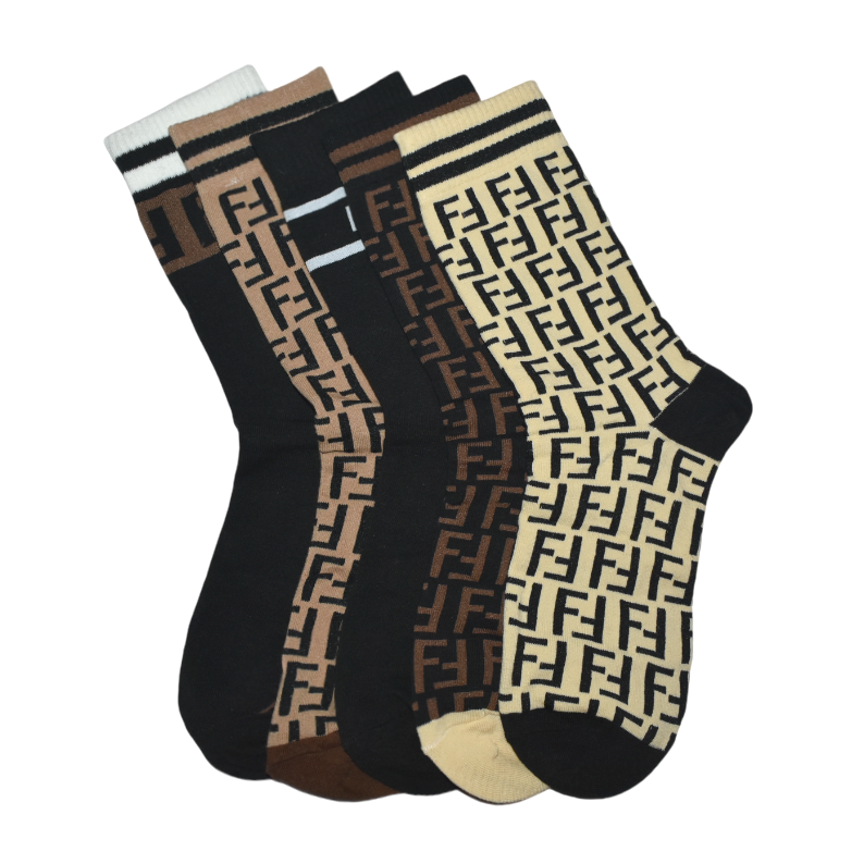 Fendi logo Print Premium Ankle Socks - Pack of 5-1