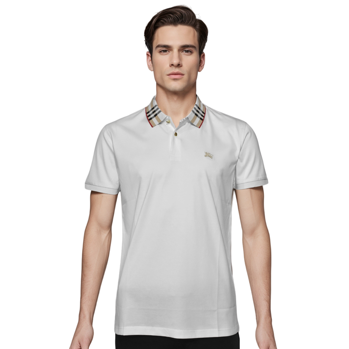 Burberry White Premium Luxury Polo T-shirt-0