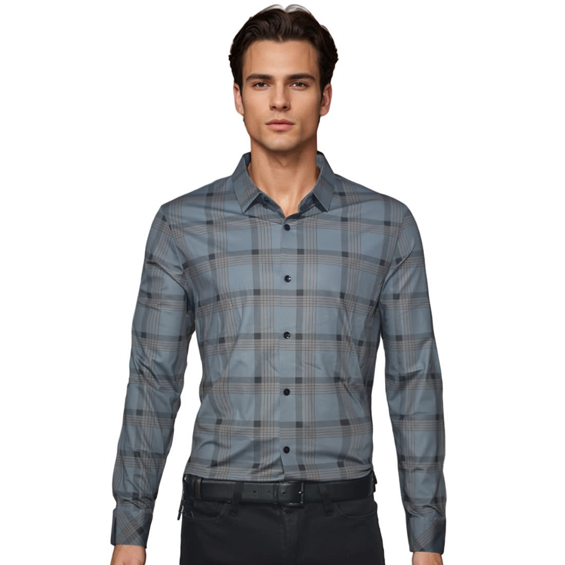Burberry Grey Checked Premium Men's Casual Shirt-0
