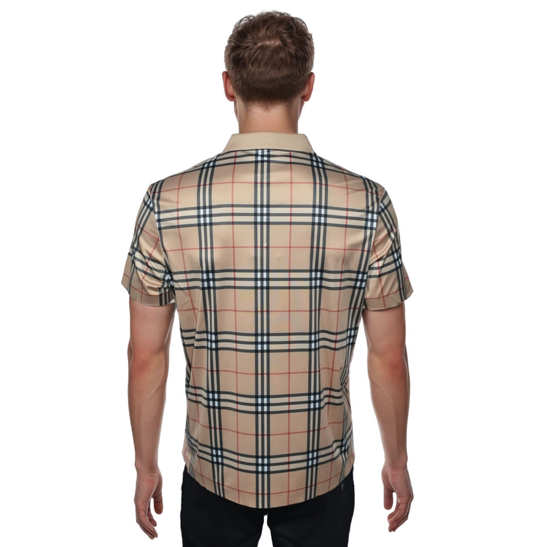 Burberry Brown Check Embroidered Logo Premium Polo T-shirt-1
