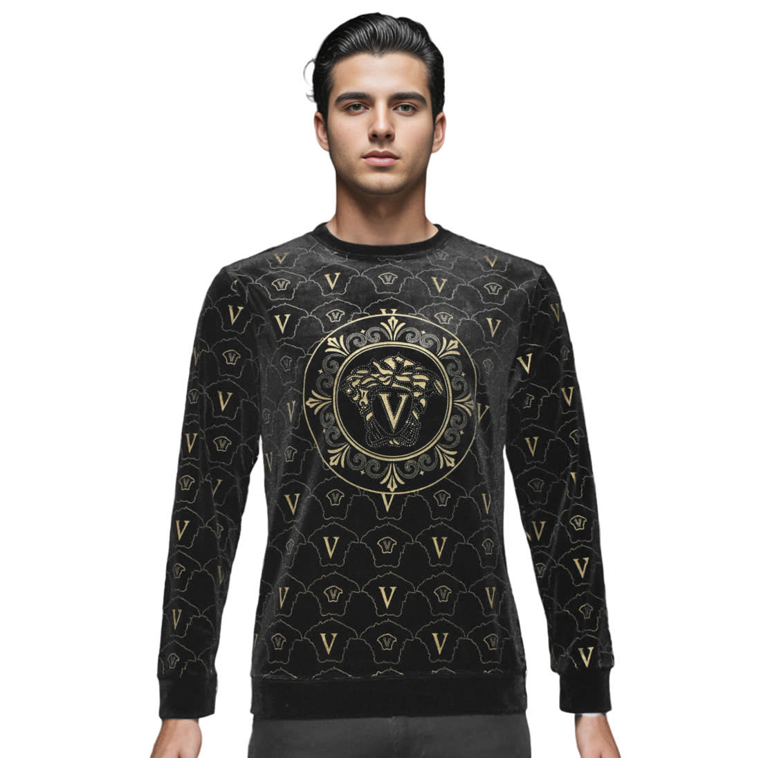 Velvet High End Black Quality Sweatshirt-0
