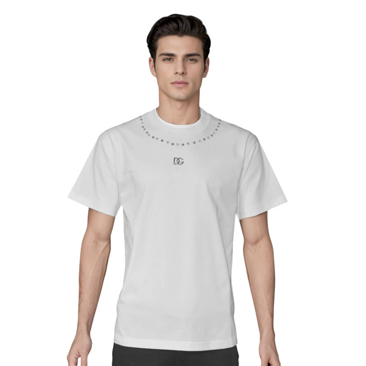 Dolce & Gabbana Studded logo White Premium T-shirt-0