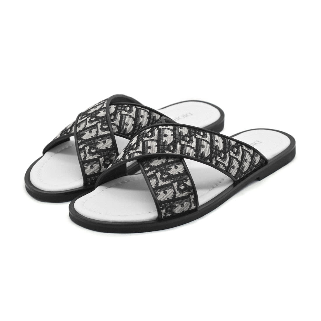 Dior Printed White Premium Leather Flip-flops-0