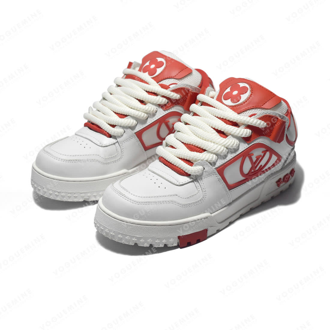 Louis Vuitton White & Red Premium Quality Sneakers-2