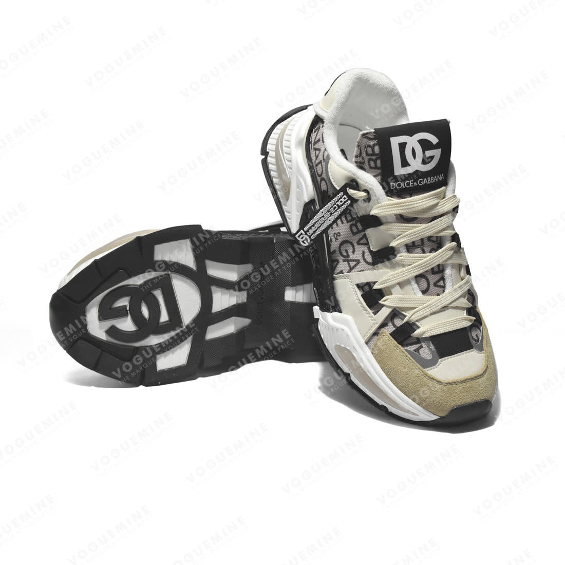 Dolce & Gabbana Airmaster Panelled Cream Sneakers-5