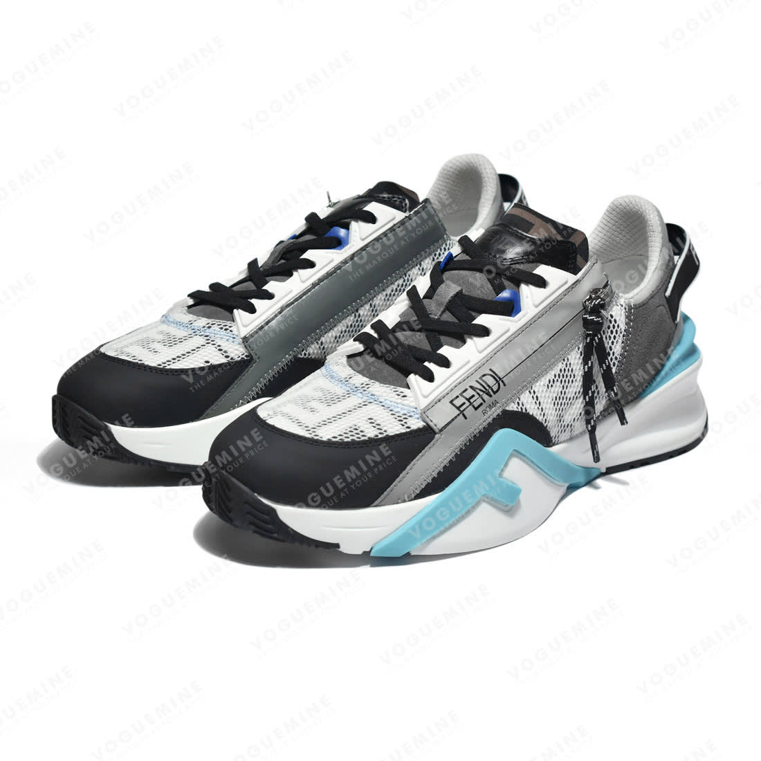 Fendi Flow White & Blue Lycra Low-top Sneakers-2