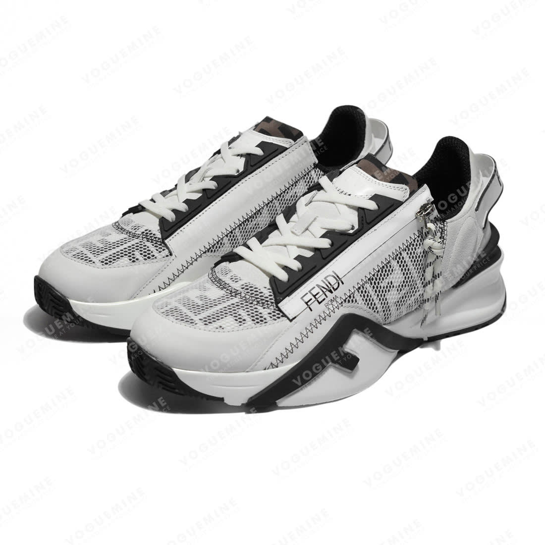 Fendi Flow Black & White Lycra Low-top Sneakers-2