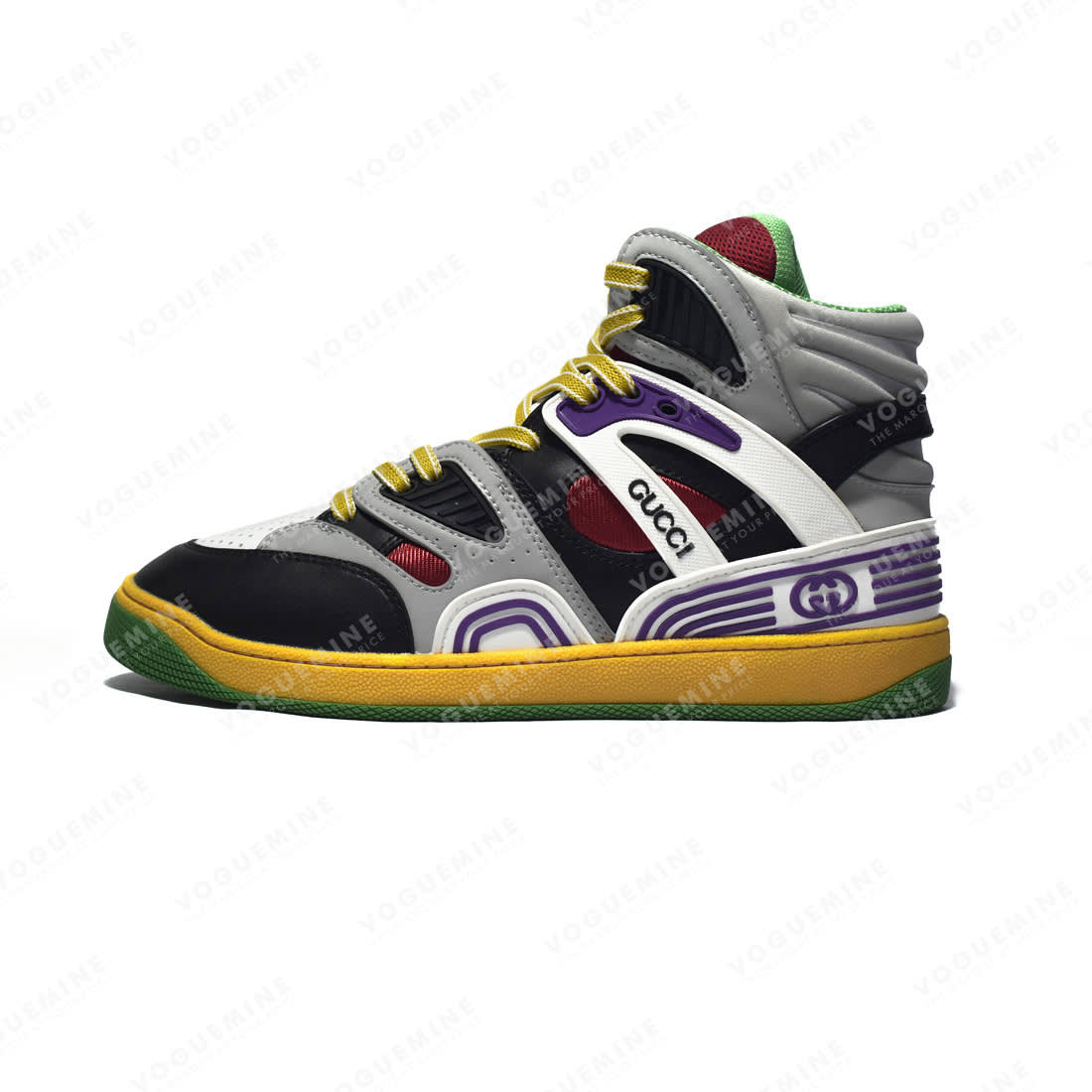Gucci Yellow & Black Basket High-Top Premium Sneakers-0