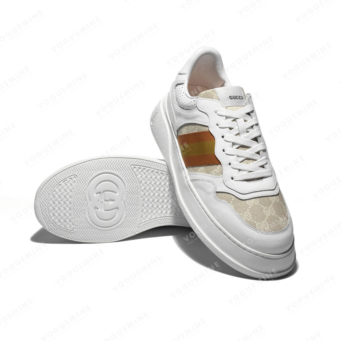 Gucci White & Orange Premium Quality Sneakers-5