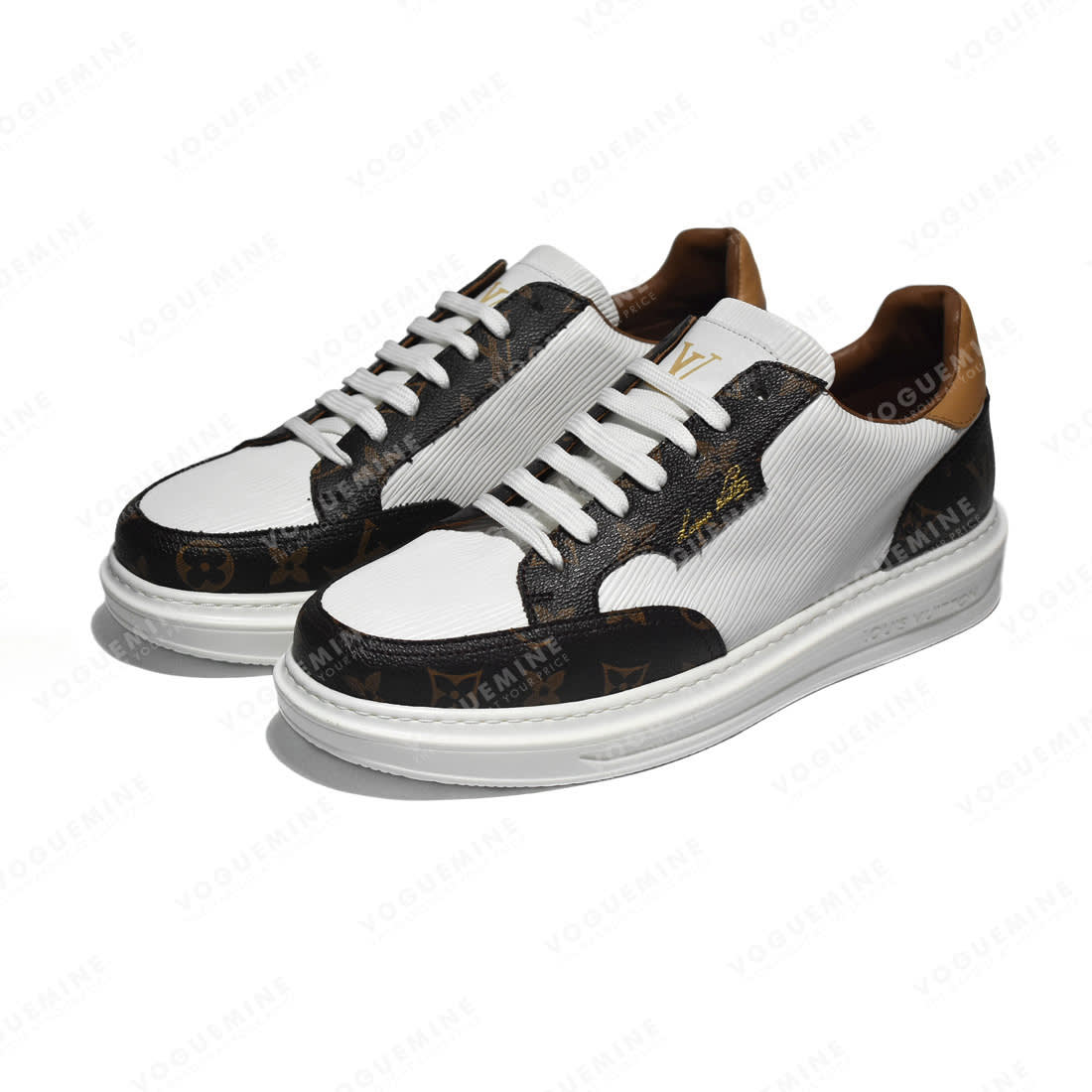 Louis Vuitton White & Brown Premium Quality Sneakers-2