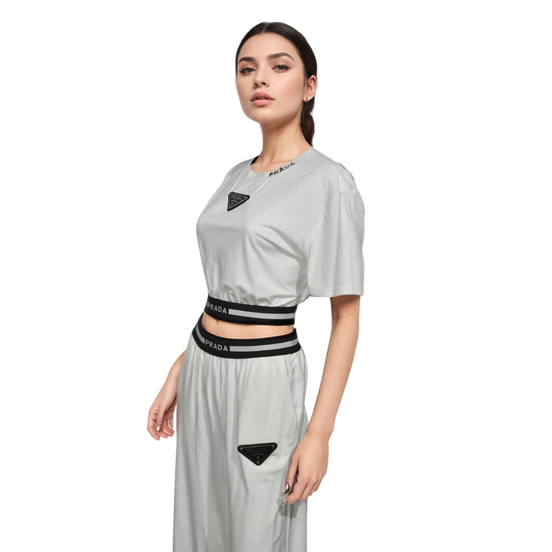Prada Embroidered logo White Premium Co-ord Set-0