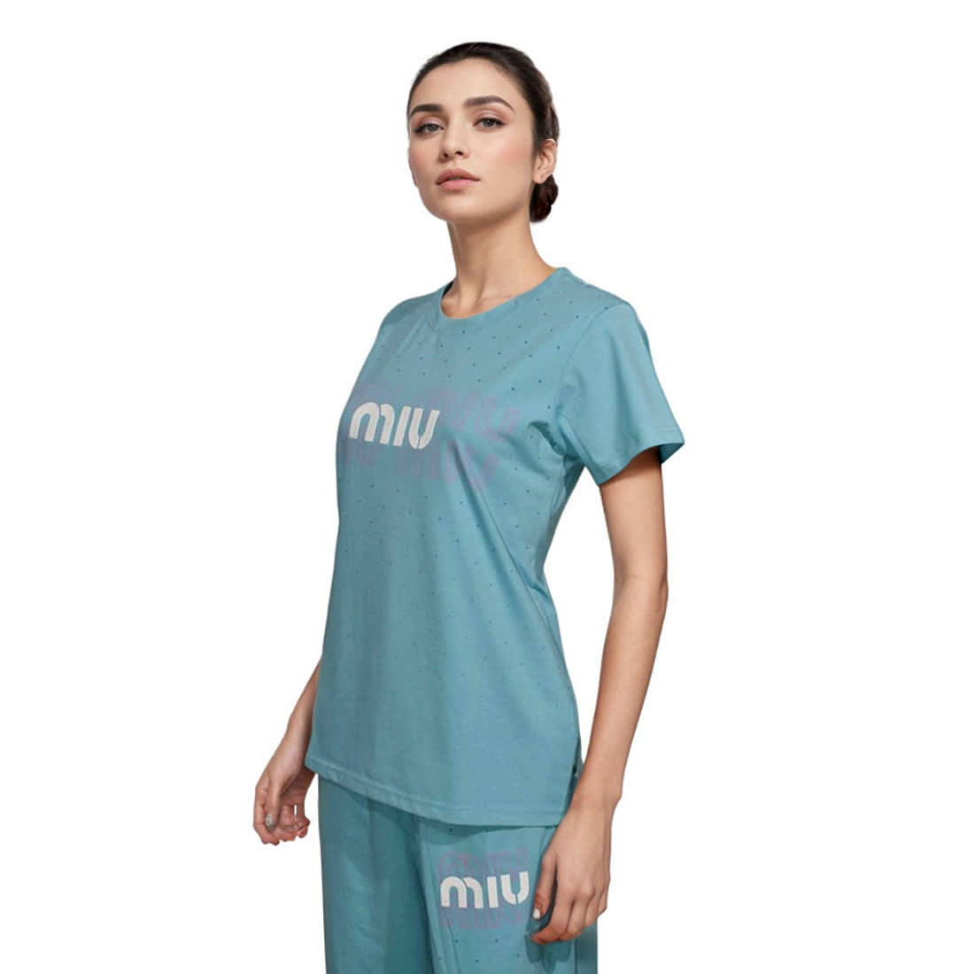 Miu Miu Sky Blue Premium Cotton Co-ord Set-0