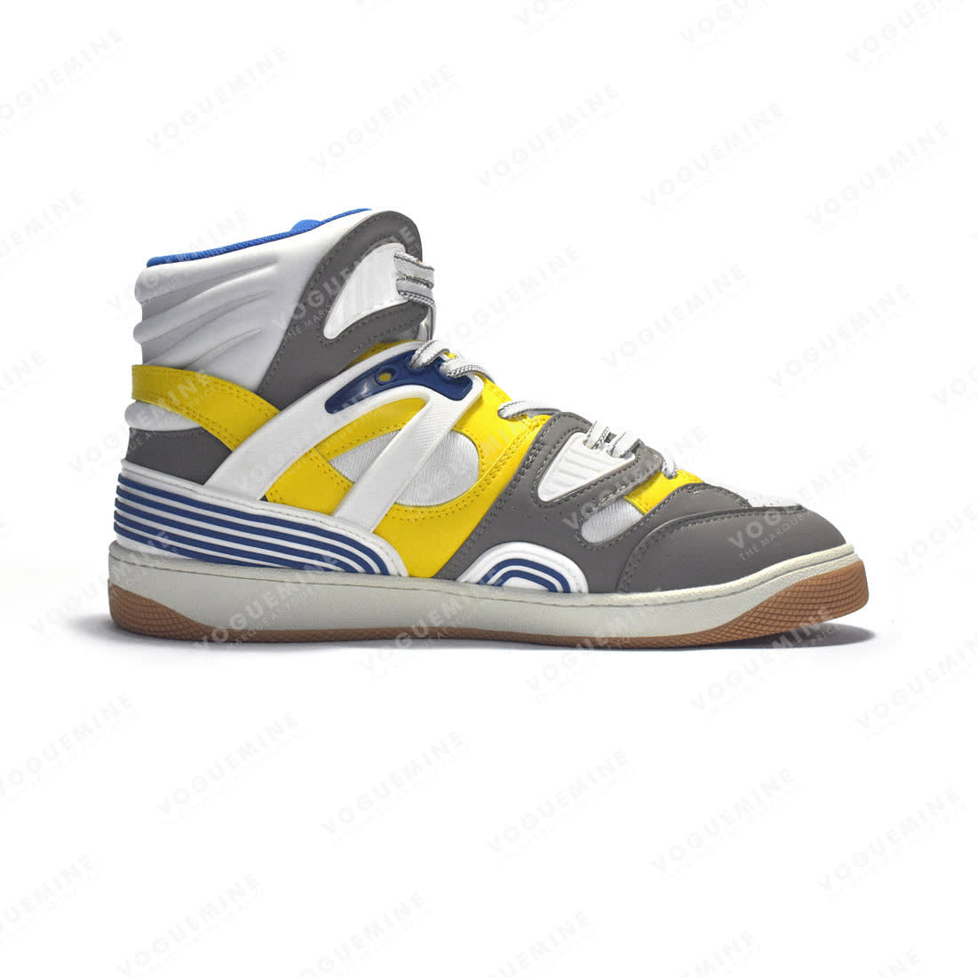 Gucci Yellow & Grey Basket High-Top Premium Sneakers-1