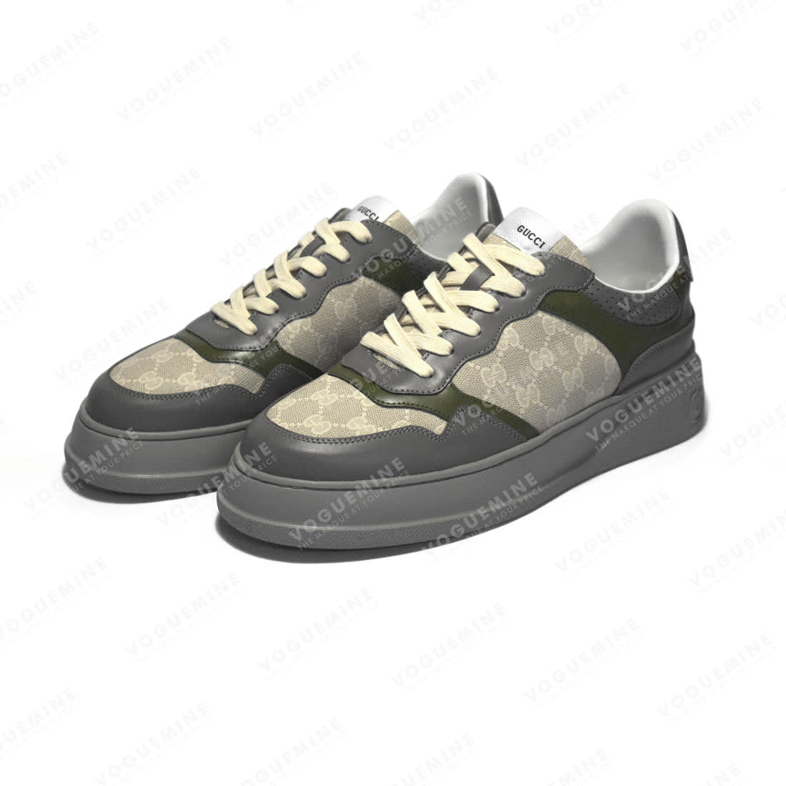 Gucci Grey & Green Premium Quality Sneakers-2