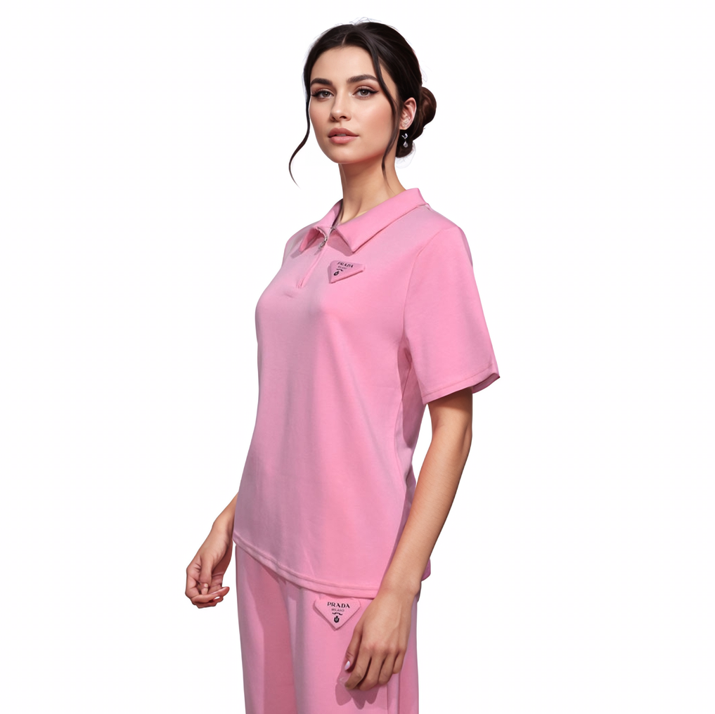 Prada logo Print Pink Premium Co-ord Set-0